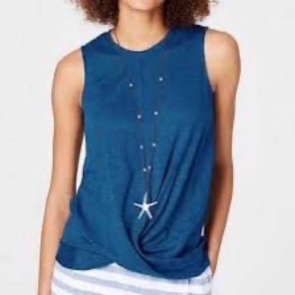 J.JILL Linen Twist Front Sleeveless Shirt … - Picture 1 of 10